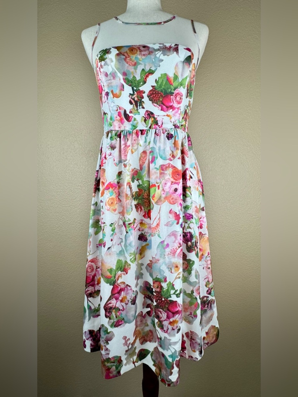 Australian Clothing Designer Charlie Brown Floral Midi Dress. Size 10 AU= 6 US